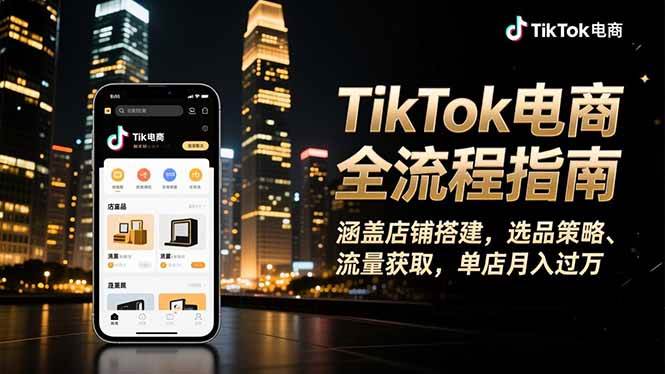 (16524期)TikTok电商全流程指南,涵盖店铺搭建、选品策略、流量获取,单店月入过万