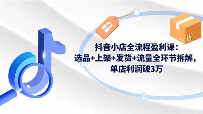 (16593期)抖音小店全流程盈利课:选品+上架+发货+流量全环节拆解,单店利润破3万