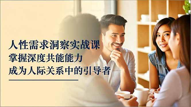 (16683期)人性需求洞察实战课,掌握深度共感能力,成为人际关系中的引导者