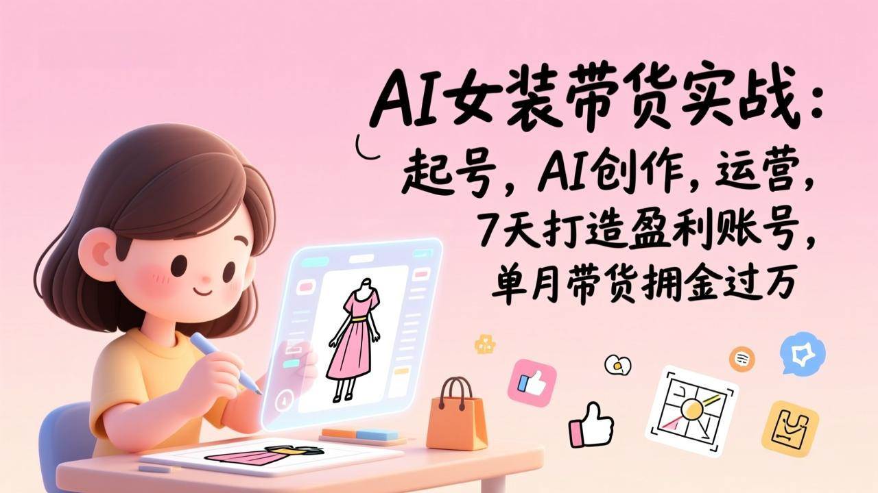 (17088期)AI女装带货实战:起号,AI创作,运营,7天打造盈利账号,单月带货佣金过万