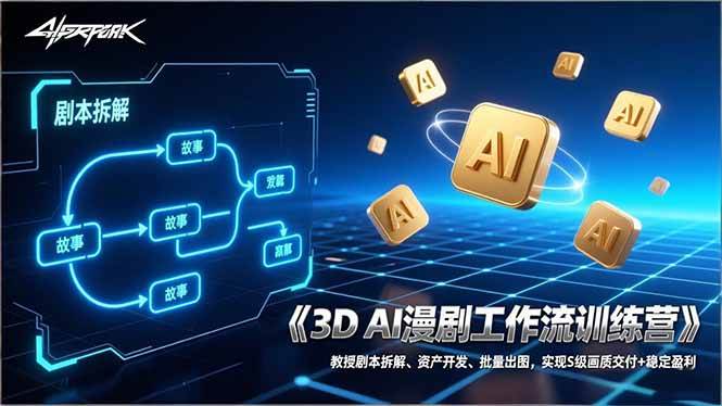 (17276期)3D AI漫剧工作流训练营:教授剧本拆解、资产开发、批量出图,实现S级画质交付+稳定盈利