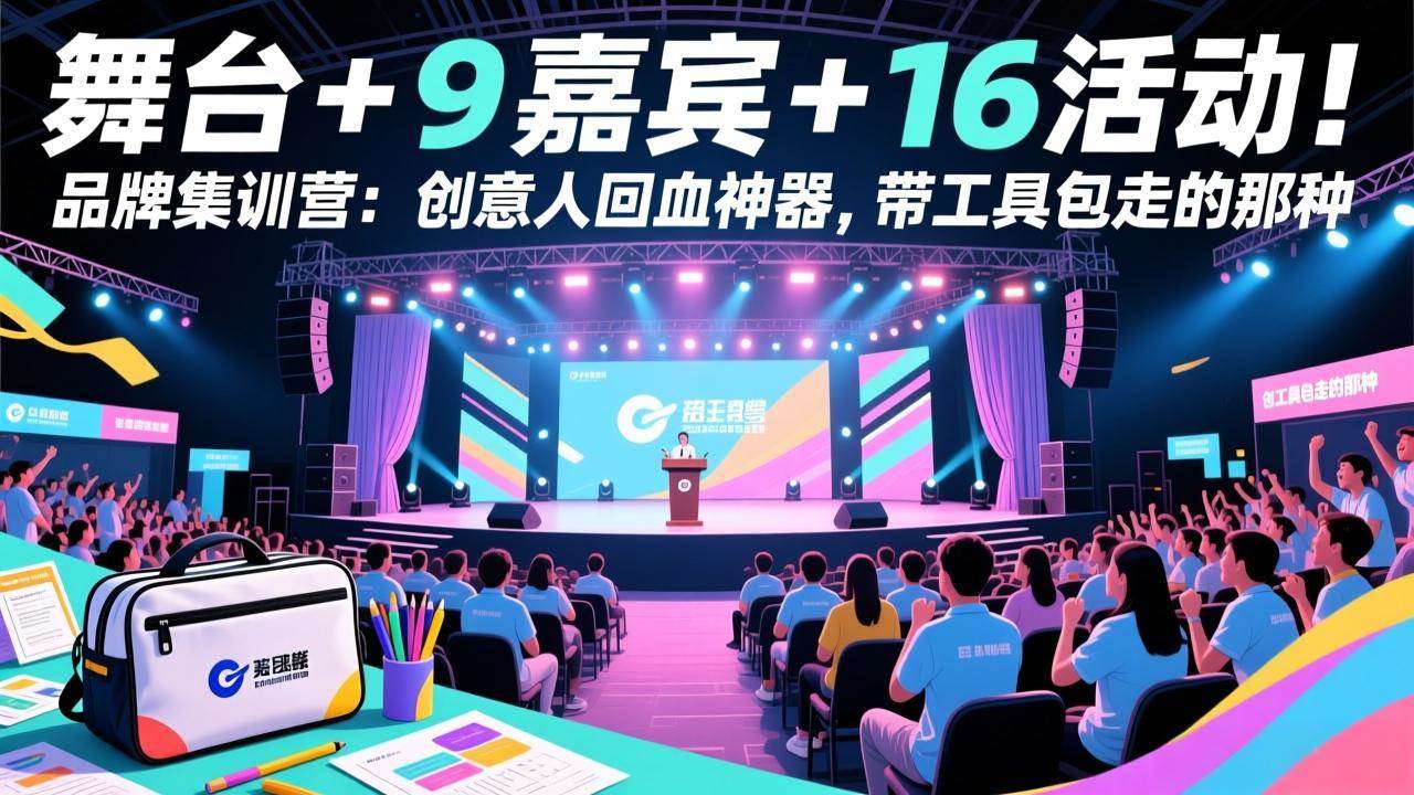 (17413期)舞台 + 9 嘉宾 + 16 活动!品牌集训营:创意人回血神器,带工具包走的那种