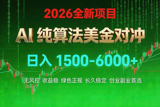 (17466期)2026 全新美金对冲项目,不套平台赠金,不封号,纯算法对冲,日入 1500-6000+