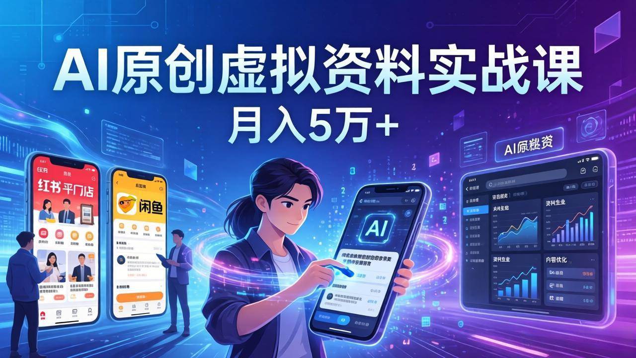 (17657期)AI原创虚拟资料实战课:2026新机会,小红书闲鱼开店,普通人用AI轻松变现,月入5万+