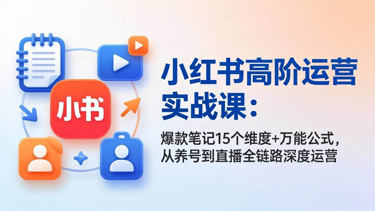 (17844期)小红书高阶运营实战课:爆款笔记15个维度+万能公式,从养号到直播全链路深度运营