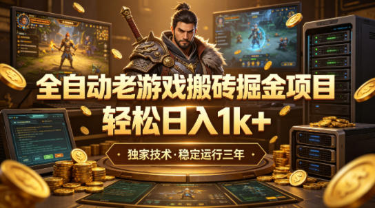 全自动老游戏搬砖掘金项目,轻松日入1k+,独家技术,稳定运行三年【揭秘】