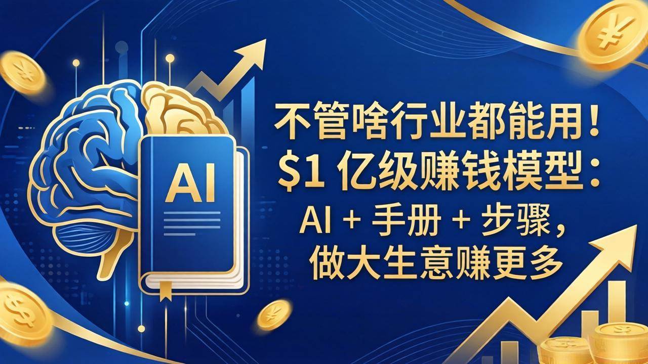(18055期)不管啥行业都能用!$1 亿级赚钱模型:AI + 手册 + 步骤,做大生意赚更多