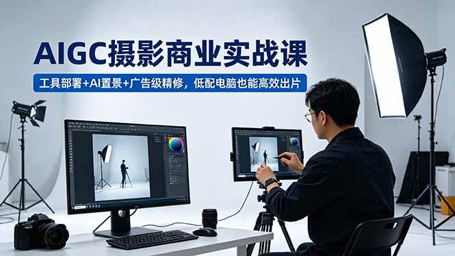 (18434期)AIGC 摄影商业实战课,工具部署+AI置景+广告级精修,低配电脑也能高效出片