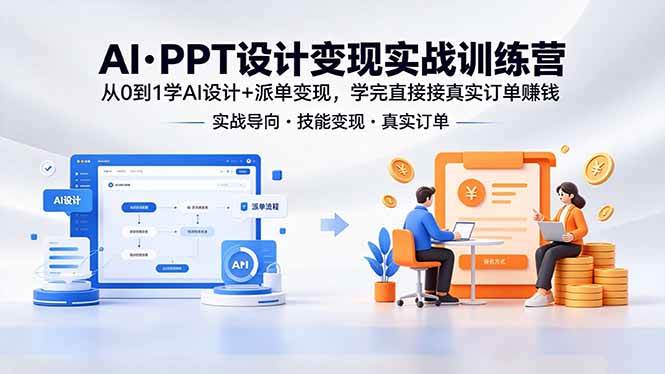 (18457期)AI·PPT设计变现实战训练营,从0到1学AI设计+派单变现,学完直接接真实订单赚钱