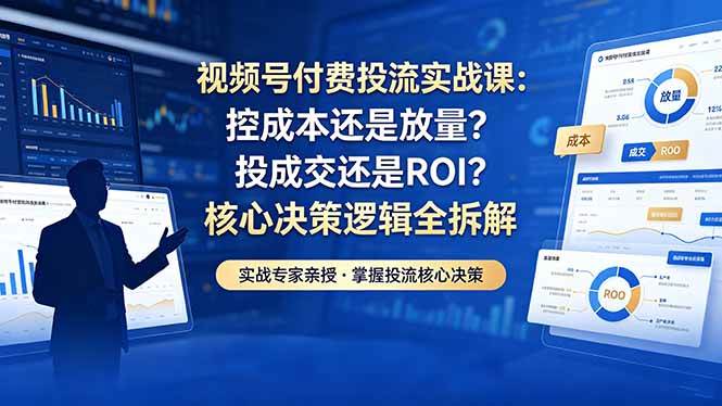(18462期)视频号付费投流实战课-5月:控成本还是放量?投成交还是ROI?核心决策逻辑全拆解