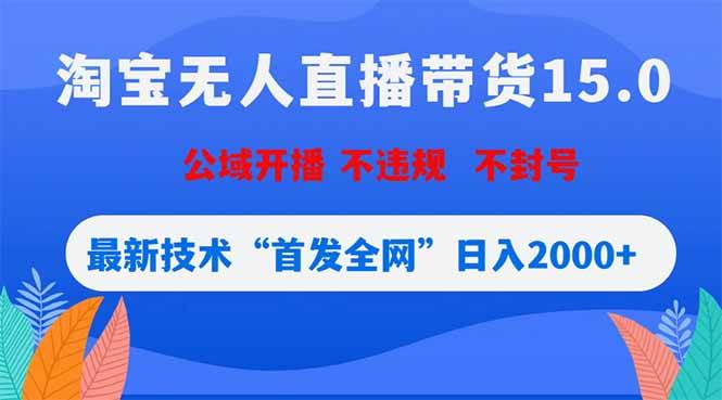 (18562期)淘宝无人直播带货15.0,不封号,不违规,公域玩法,首发全网日入2000+