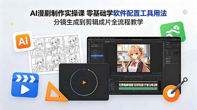 (18605期)AI漫剧制作实操课 零基础学软件配置工具用法 分镜生成到剪辑成片全流程教学