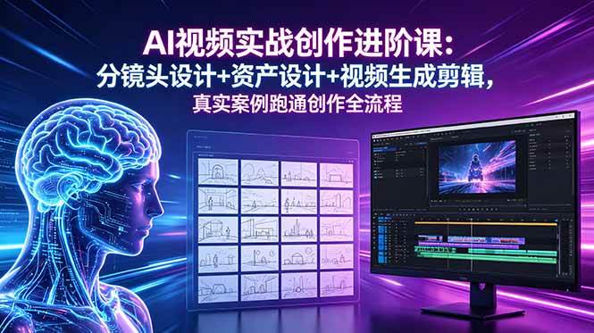 (18596期)AI视频实战创作进阶课:分镜头设计+资产设计+视频生成剪辑,真实案例跑通创作全流程