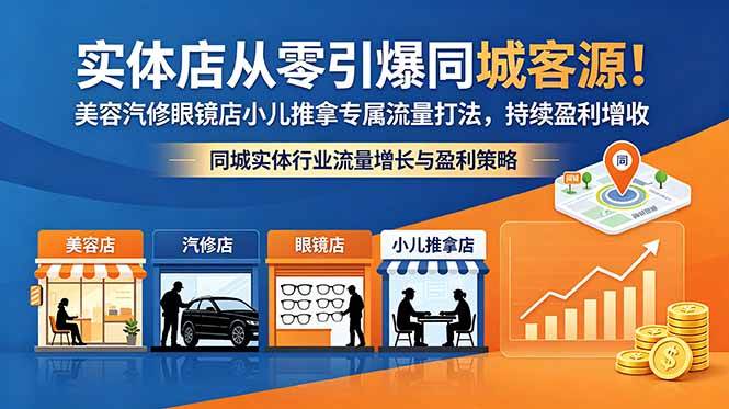 (18592期)实体店从零引爆同城客源!美容汽修眼镜店小儿推拿专属流量打法,持续盈利增收