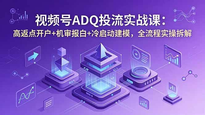 (18623期)视频号ADQ投流实战课:高返点开户+机审报白+冷启动建模,全流程实操拆解