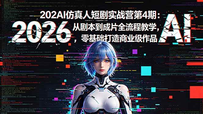 (18656期)2026AI仿真人短剧实战营第4期:从剧本到成片全流程教学,零基础打造商业级作品