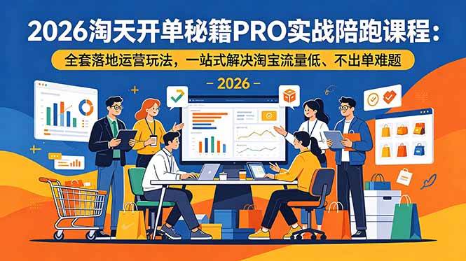 (18844期)2026淘天开单秘籍PRO实战陪跑课程:全套落地运营玩法,一站式解决淘宝流量低、不出单难题