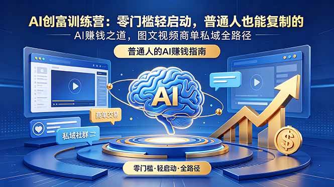 (18911期)AI创富训练营:零门槛轻启动,普通人也能复制的AI赚钱之道,图文视频商单私域全路径