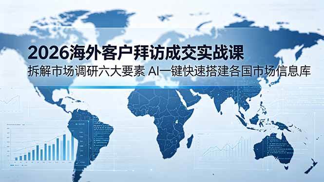(18992期)2026海外客户拜访成交实战课:拆解市场调研六大要素,AI一键快速搭建各国市场信息库