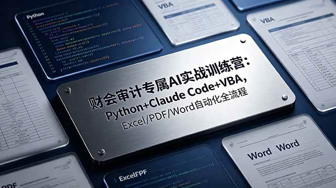 (19028期)财会审计专属 AI实战训练营:Python+Claude Code+VBA,Excel/PDF/Word自动化全流程
