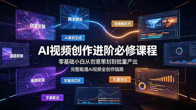 (19159期)AI视频创作进阶必修课程:零基础小白从创意策划到批量产出,完整跑通AI视频全创作链路