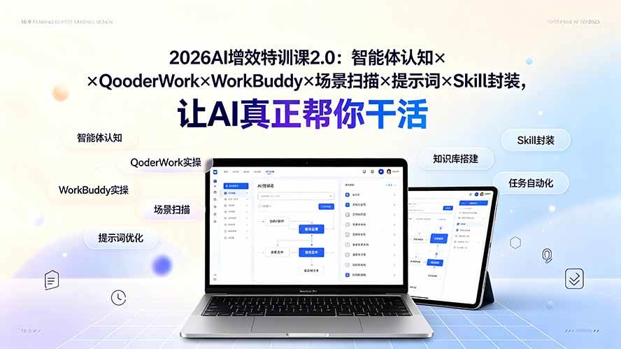(19368期)2026AI增效特训课2.0:智能体认知×QoderWork×WorkBuddy×场景扫描×提示词×Skill封装,让AI真正帮你干活