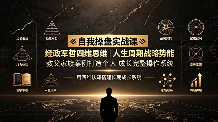 (19398期)自我操盘实战课:经政军哲四维思维|人生周期战略势能|教父家族案例打造个人成长完整操作系统