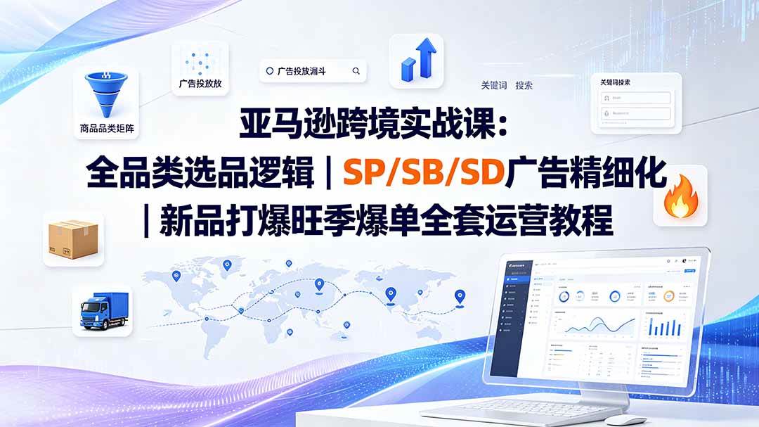 (19563期)亚马逊跨境实战课-更新:全品类选品逻辑|SP/SB/SD广告精细化|新品打爆旺季爆单全套运营教程