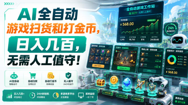 AI全自动游戏扫货和打金币,日入几百,无需人工值守!【揭秘】