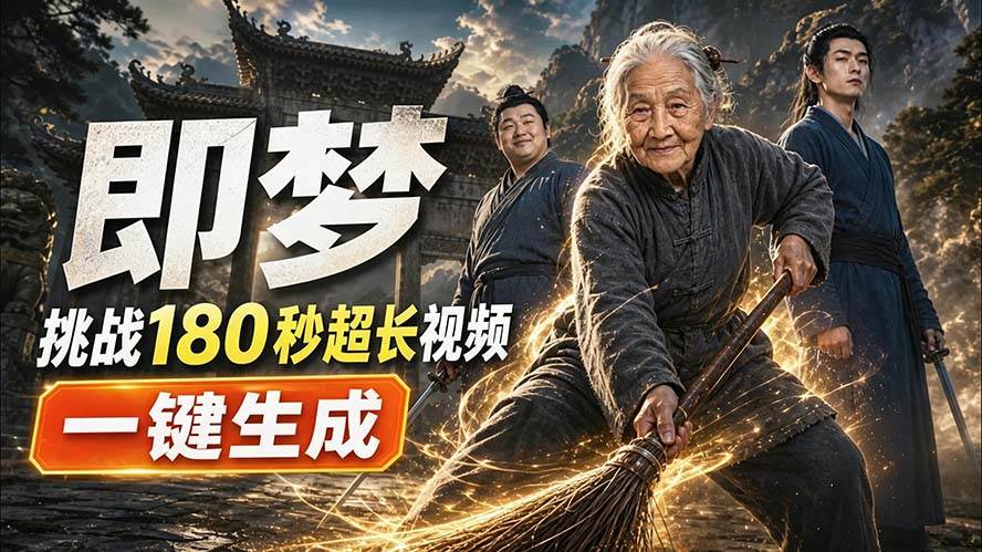 (20112期)即梦挑战180秒超长视频!一键生成3分钟电影?完整制作流程详细分享!