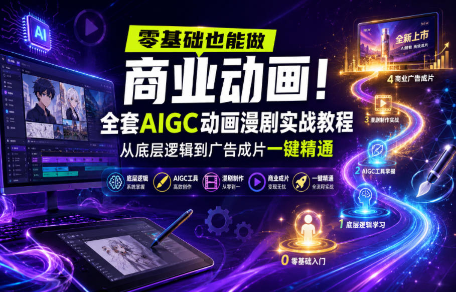 零基础也能做商业动画!全套AIGC动画漫剧实战教程,从底层逻辑到广告成片一键精通(更新0905)