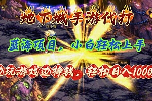 (11084期)地下城手游代打,边玩游戏边挣钱,轻松日入1000+,小白轻松上手,蓝海项目