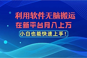 (11078期)利用软件无脑搬运,在新平台月入上万,小白也能快速上手