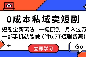 (11118期)短剧最新玩法,0成本私域卖短剧,会复制粘贴即可月入过万,一部手机即…