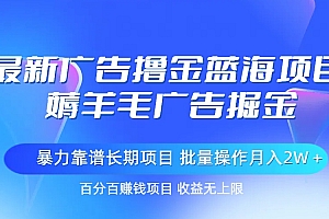 (11193期)最新广告撸金蓝海项目,薅羊毛广告掘金 长期项目 批量操作月入2W+