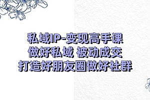 (11209期)私域IP-变现高手课:做好私域 被动成交,打造好朋友圈做好社群(18节)