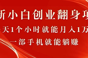 (11250期)最新小白创业翻身项目,每天1个小时就能月入1万+,0门槛,一部手机就能…