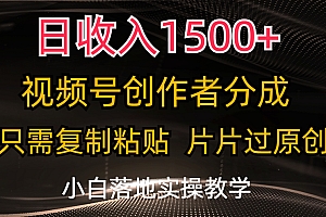 (11339期)日收入1500+,视频号创作者分成,只需复制粘贴,片片过原创,小白也可…