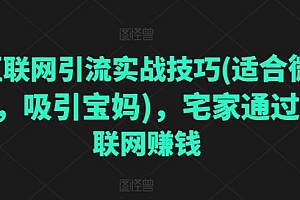 互联网引流实战技巧(适合微商,吸引宝妈),宅家通过互联网赚钱