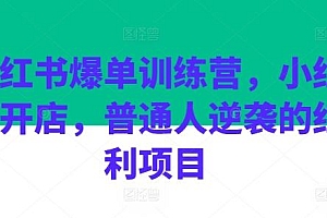 小红书爆单训练营,小红书开店,普通人逆袭的红利项目