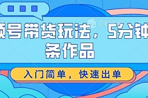 视频号带货玩法,5分钟一条作品,入门简单,快速出单【揭秘】