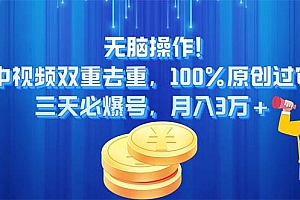(11353期)无脑操作!中视频双重去重,100%原创过审,三天必爆号,月入3万+