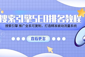 (11351期)搜索引擎SEO排名教程「搜索引擎 推广全系可复制,打造精准被动流量系统」