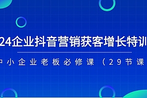 (11349期)2024企业抖音-营销获客增长特训营,中小企业老板必修课(29节课)
