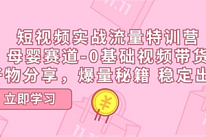 (11373期)短视频实战流量特训营,母婴赛道-0基础带货,好物分享,爆量秘籍 稳定出单
