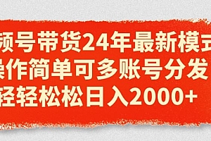 视频号带货24年最新模式,操作简单可多账号分发,轻轻松松日入2k【揭秘】
