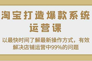 淘宝打造爆款系统运营课:以最快时间了解最新操作方式,有效解决店铺运营中99%的问题
