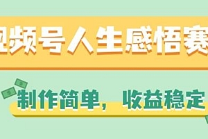 视频号人生感悟赛道,制作简单,收益稳定【揭秘】