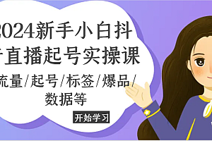 2024新手小白抖音直播起号实操课,流量/起号/标签/爆品/数据等