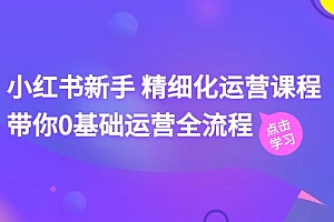 (11417期)小红书新手 精细化运营课程,带你0基础运营全流程(41节视频课)